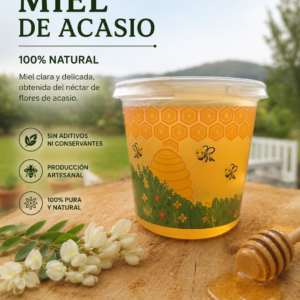 Tarro de miel de acasio 100% natural: sin aditivos ni conservantes, producción artesanal
